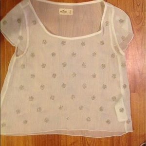 Sheer Hollister cropped tee with design